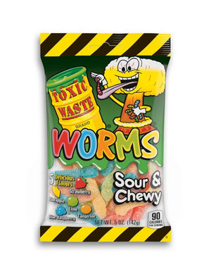 
                
                    Load image into Gallery viewer, Toxic Waste Sour Gummy Worms (143g)
                
            